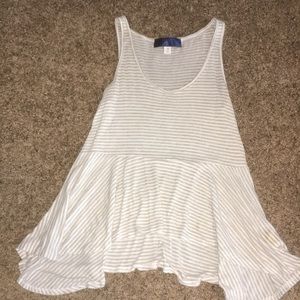 Light gold and off white striped tank top
